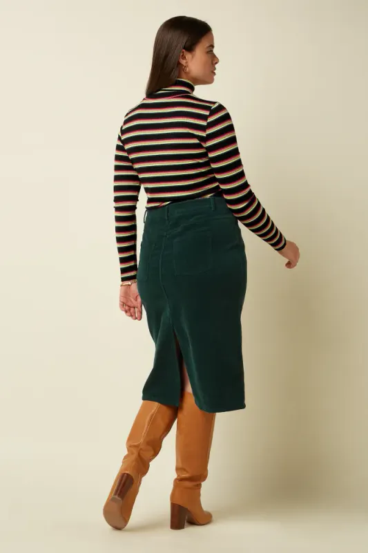 Prisca Corduroy Skjørt - Pine Green